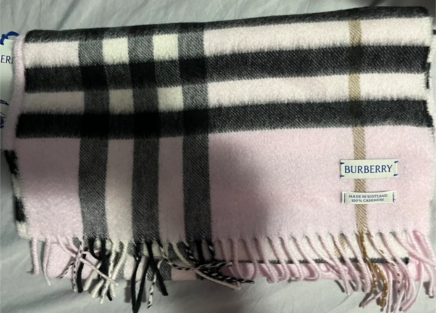 Burberry Pink Plaid 100% Cashmere Scarf
