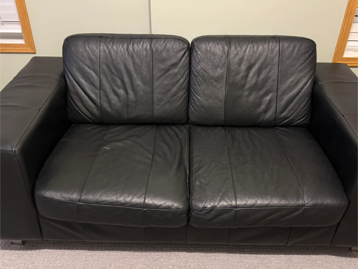 Black Leather Loveseat - photo 2