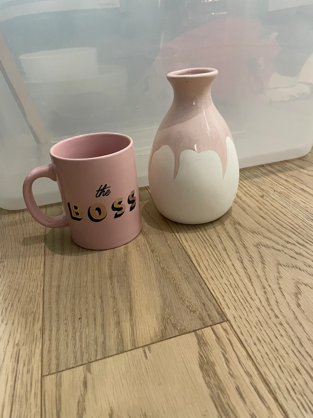 Pink "The Boss" Mug and Drip Vase Set