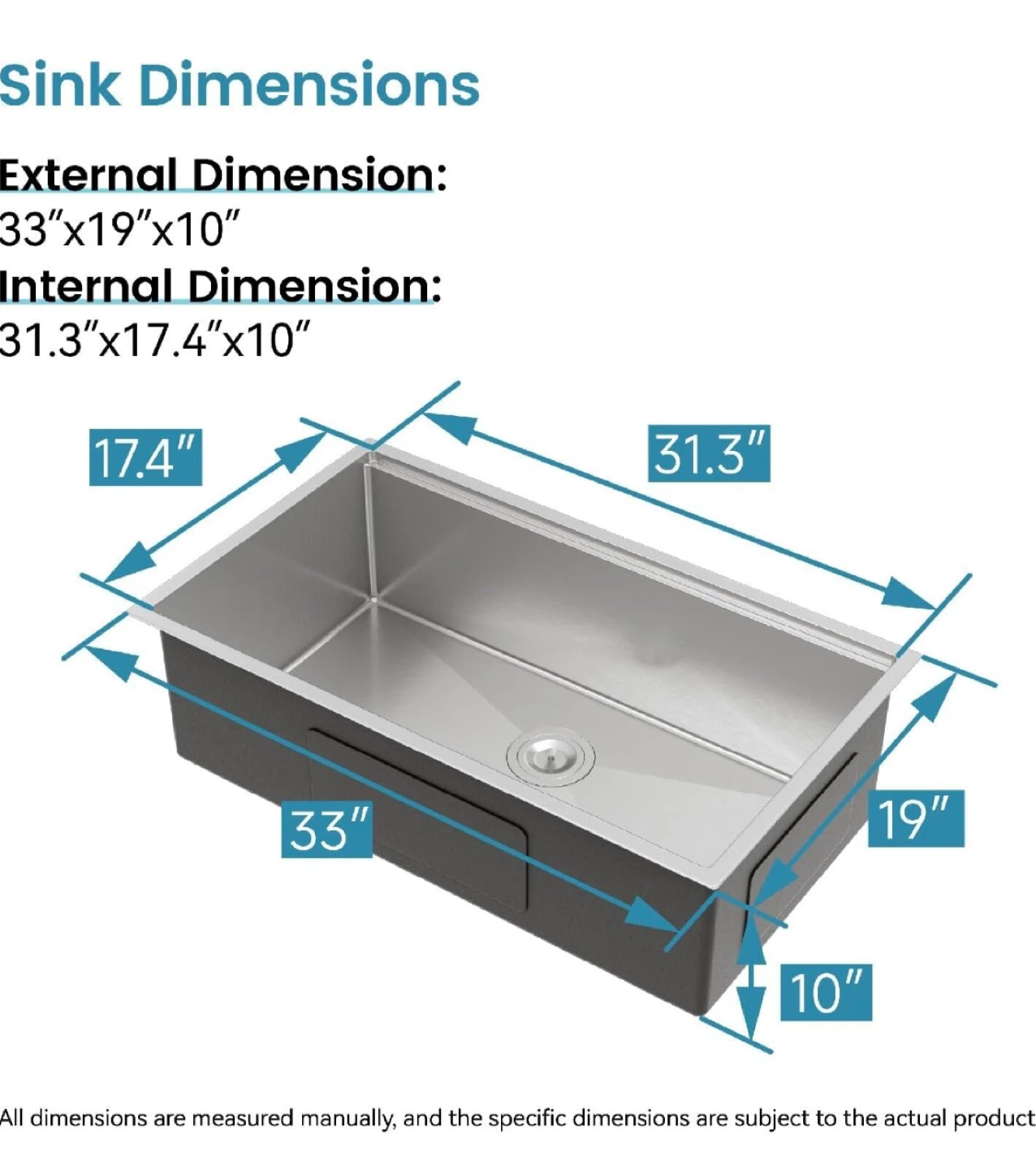 34” Undermount Stainless Steel Kitchen Sink with Accessories - photo 2