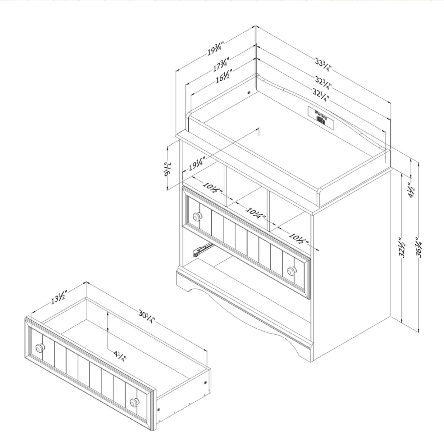 White Changing Table with 2 Drawers - photo 2