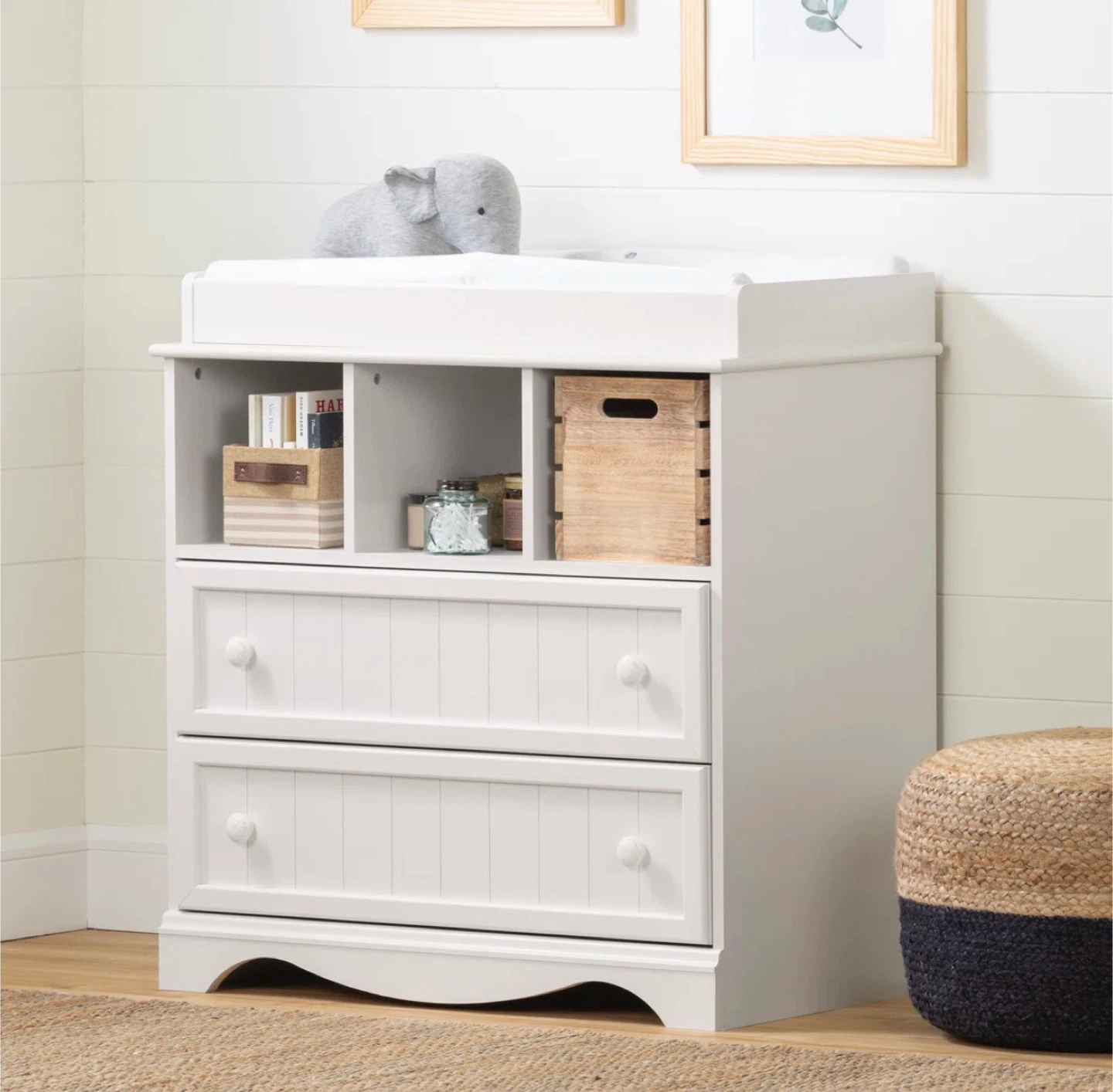 White Changing Table with 2 Drawers