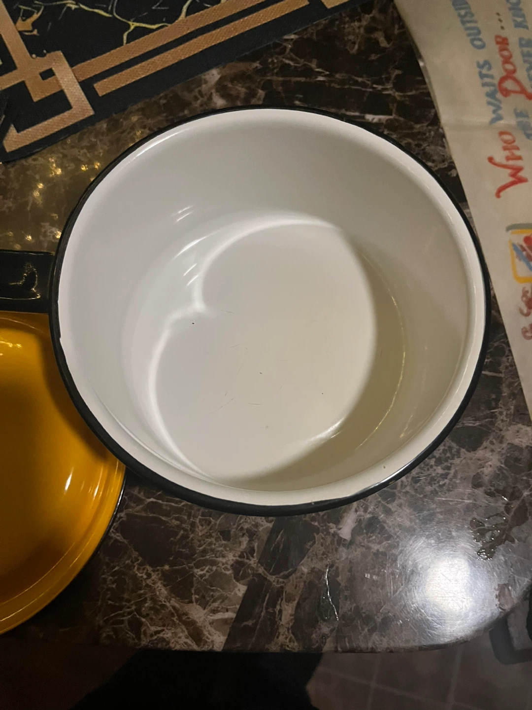 Yellow Enamel Pot with Lid - photo 5