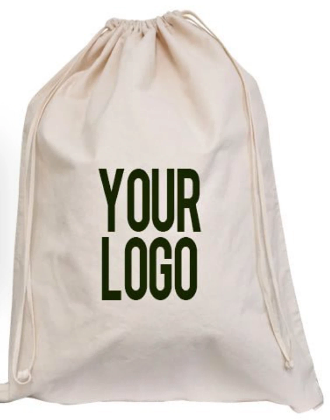 Custom image/logo Drawstring Bag - Beige/black