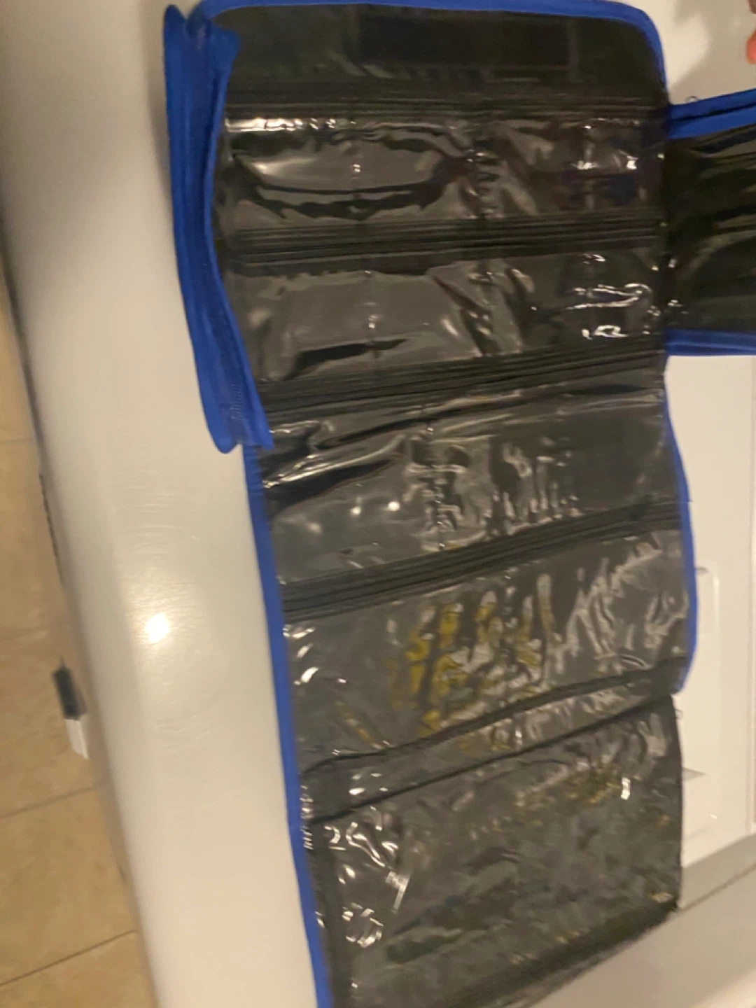 Blue Hanging Toiletry Bag with Multiple Compartments