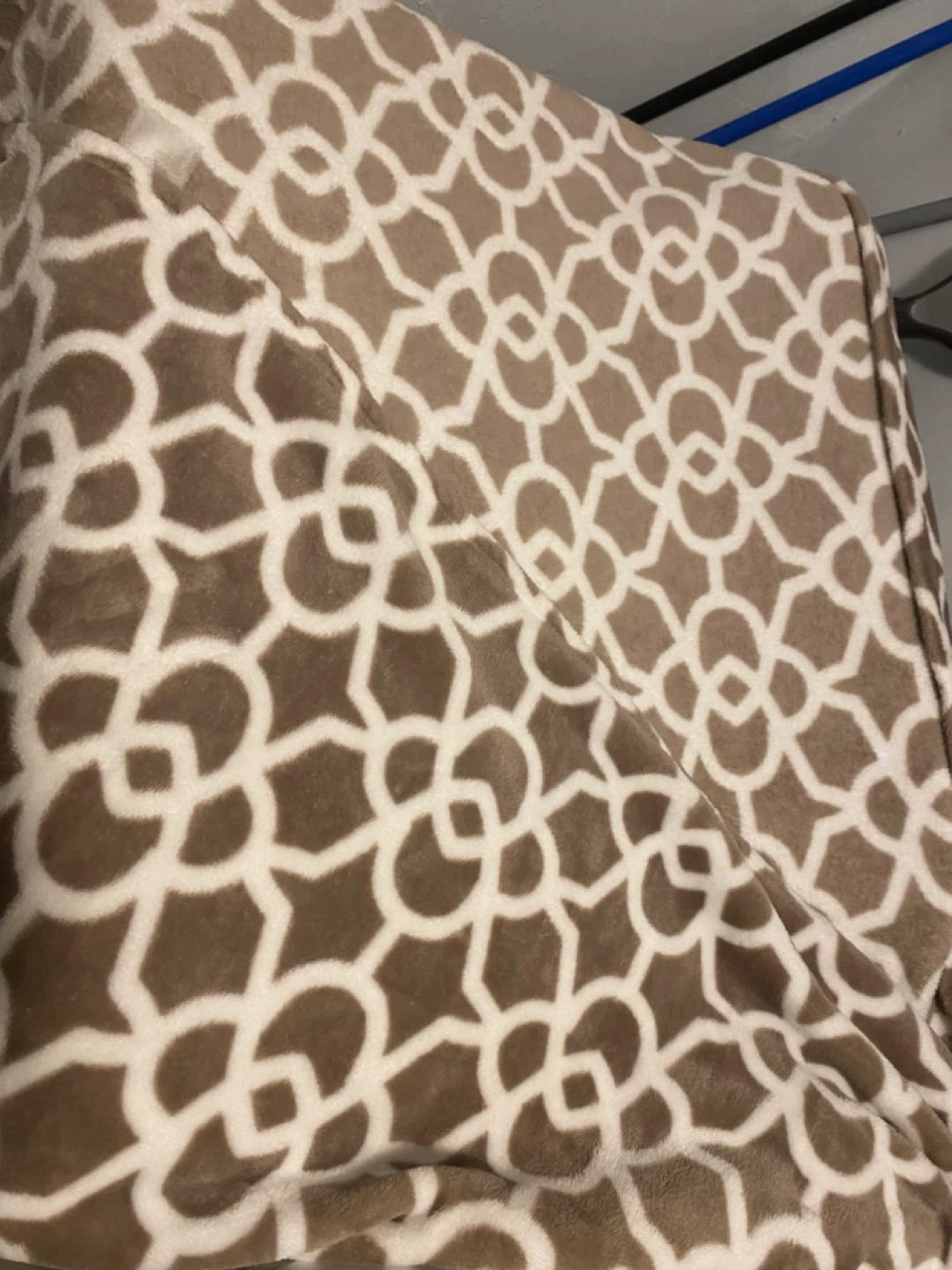 Brown and White Geometric Fleece Throw Blanket
