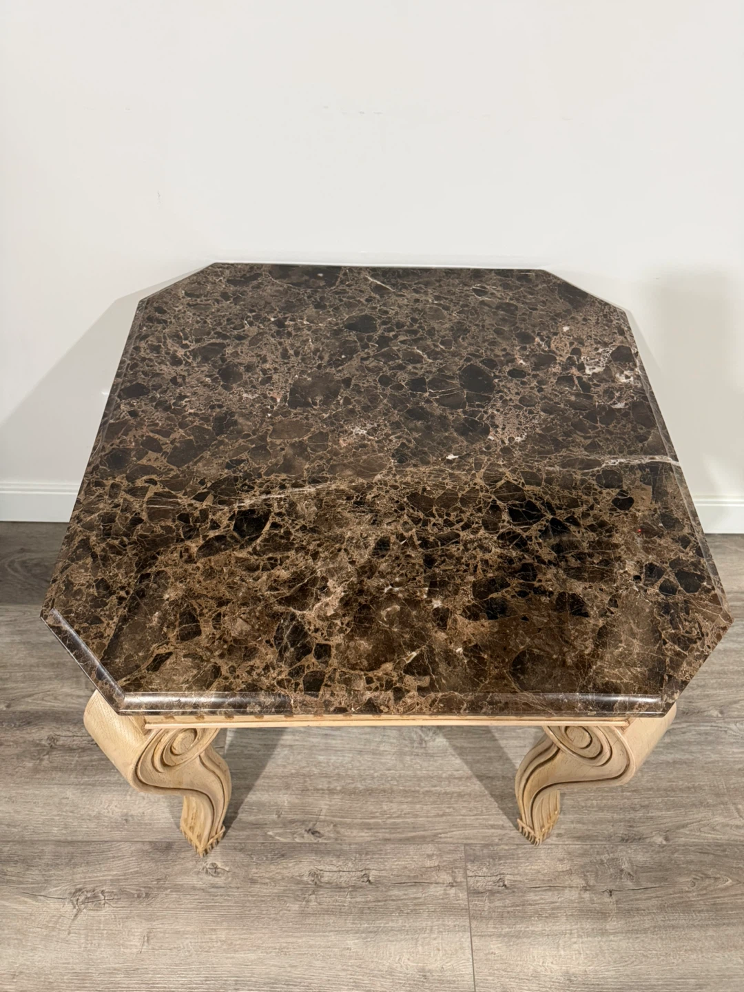 Granite Top End Table with Carved Wooden Legs - photo 4