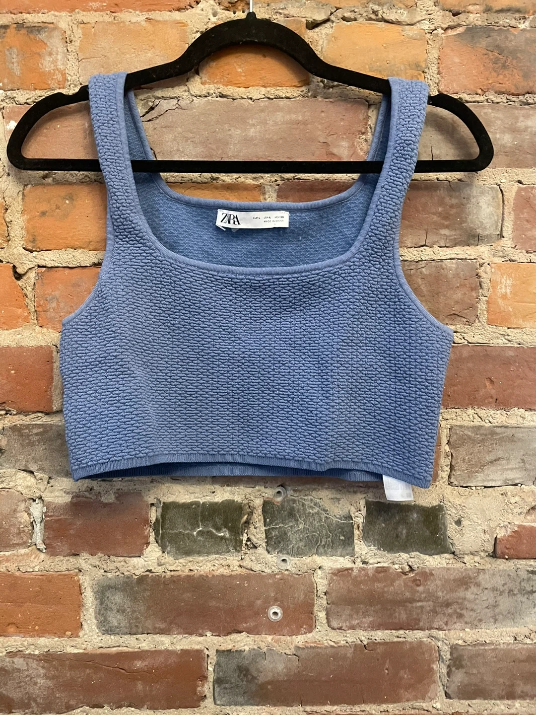 Zara Blue Textured Crop Top - Size L