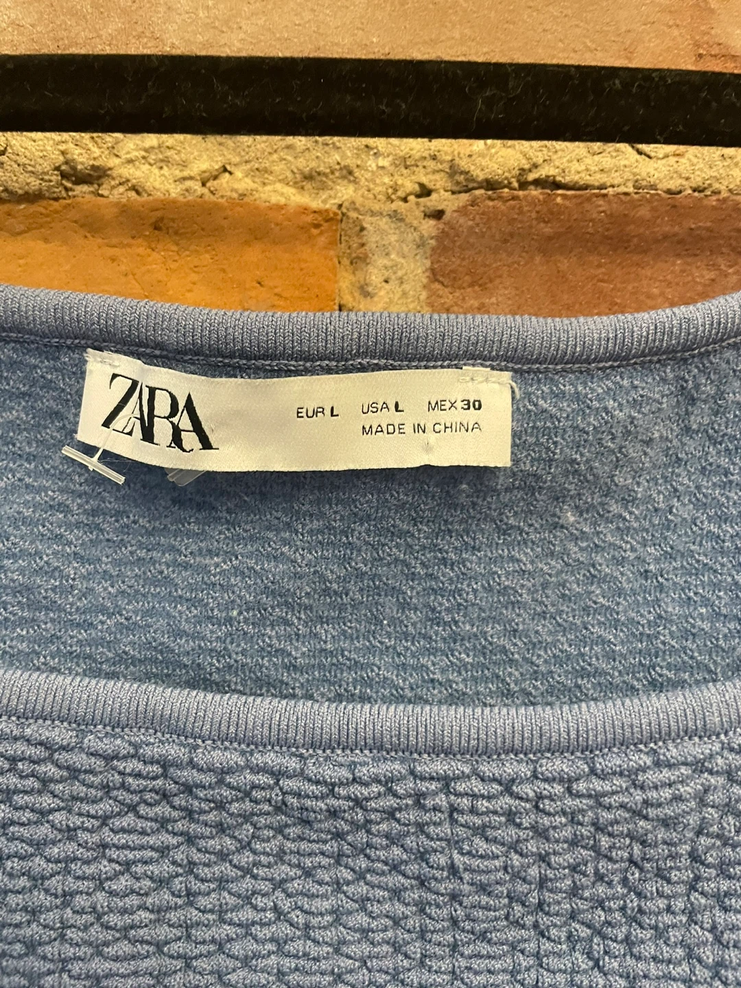 Zara Blue Textured Crop Top - Size L - photo 2