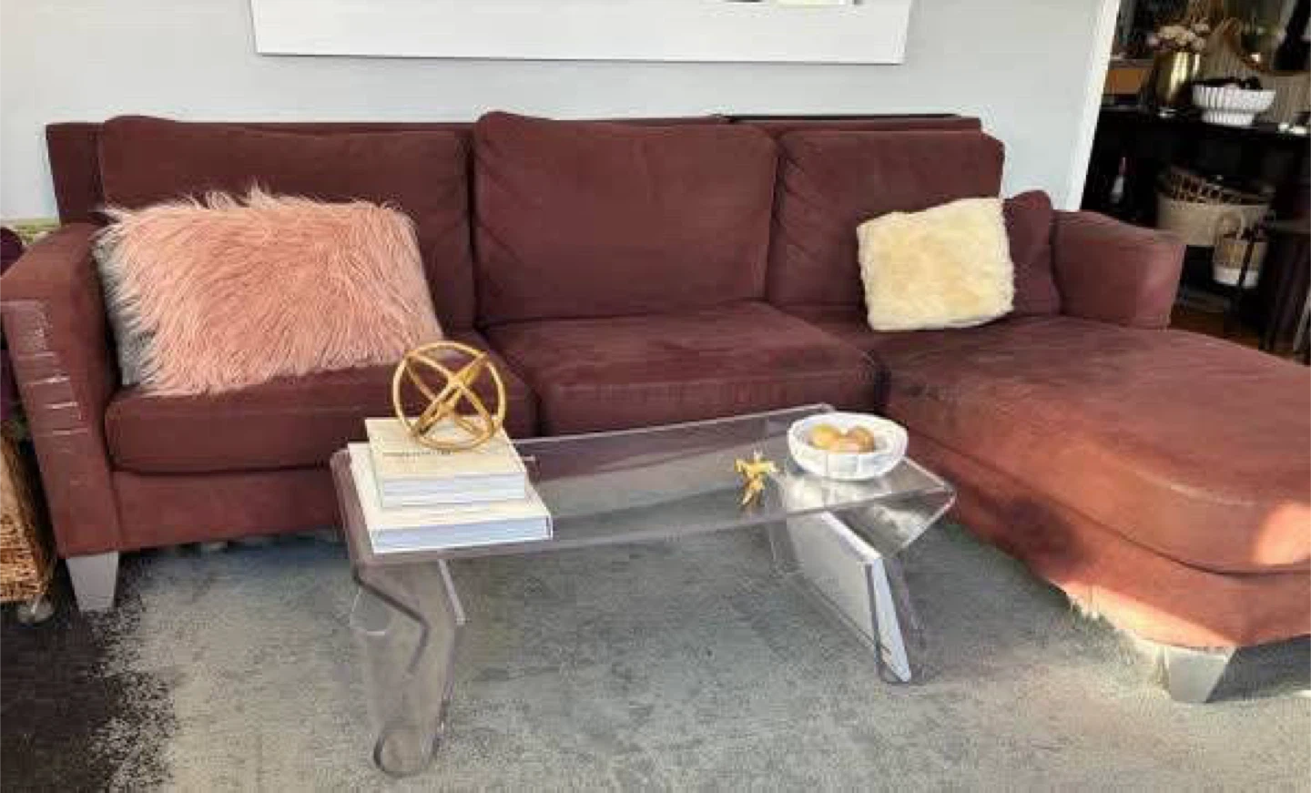 Deep Red Sectional Sofa with Chaise