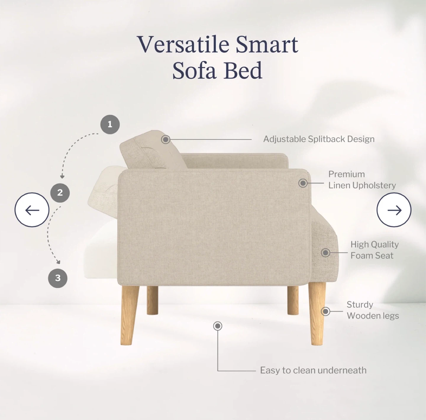 Versatile Smart Sofa Bed - Beige Linen