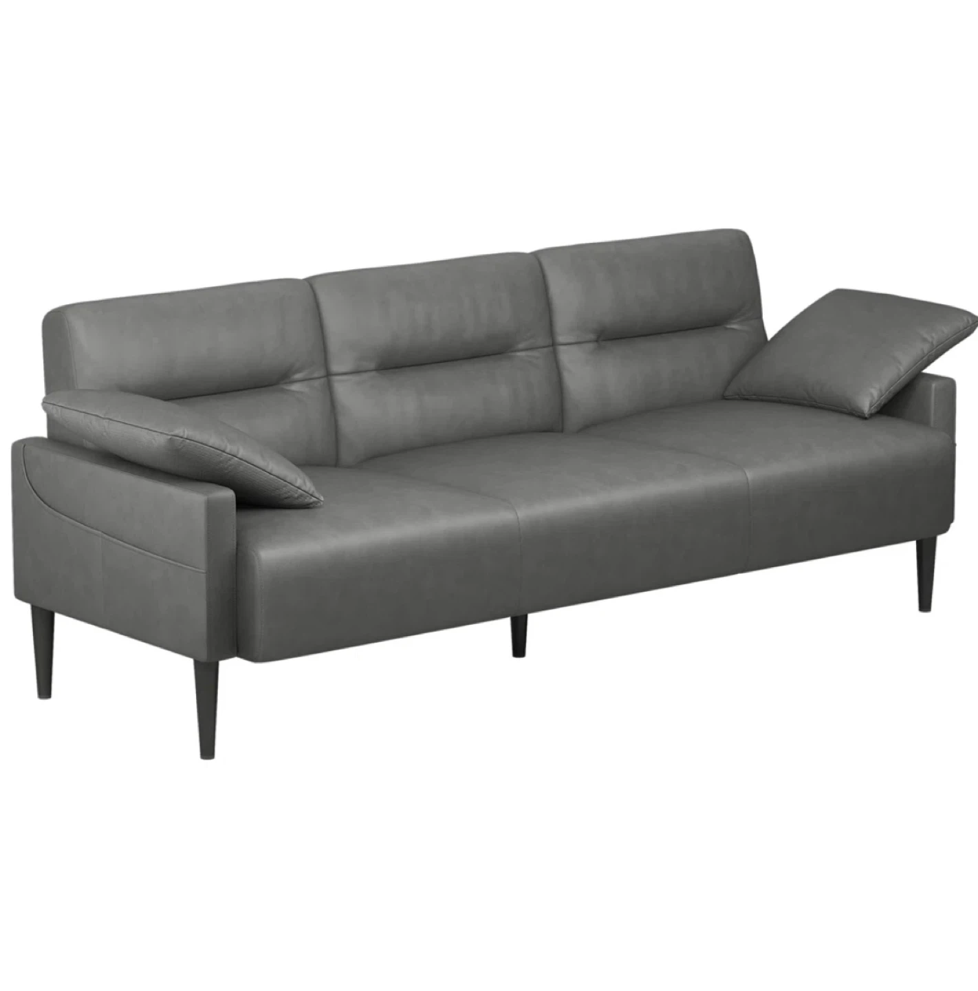 New 83” Faux Leather Upholstered Square Arm Sofa,  Sofa Couch