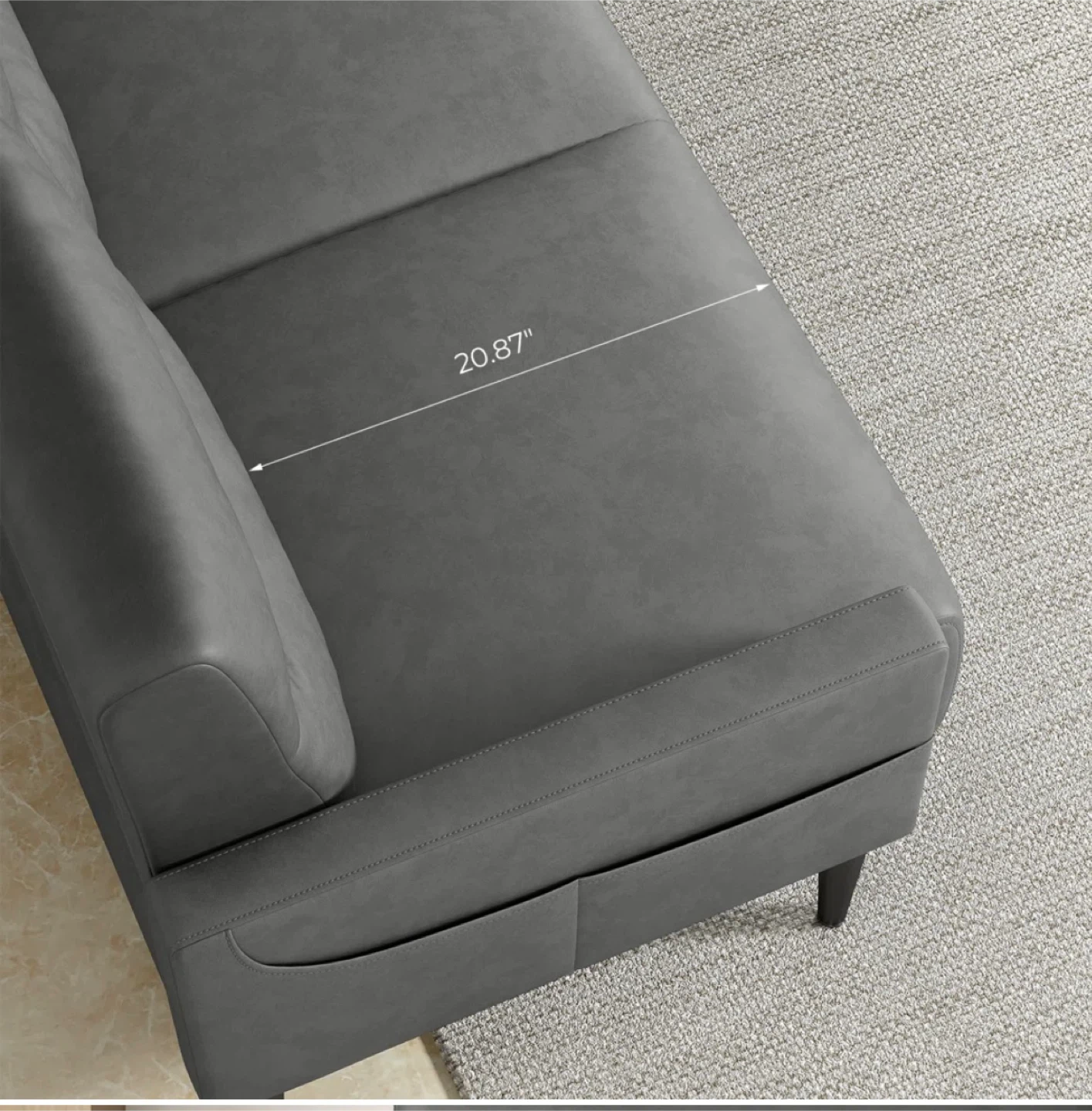 New 83” Faux Leather Upholstered Square Arm Sofa,  Sofa Couch - photo 5