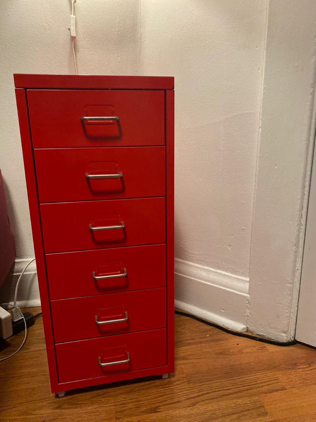 Red Vintage 6-Drawer Metal Cabinet - photo 2