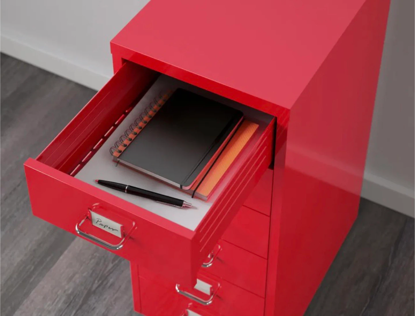 Red Vintage 6-Drawer Metal Cabinet - photo 3