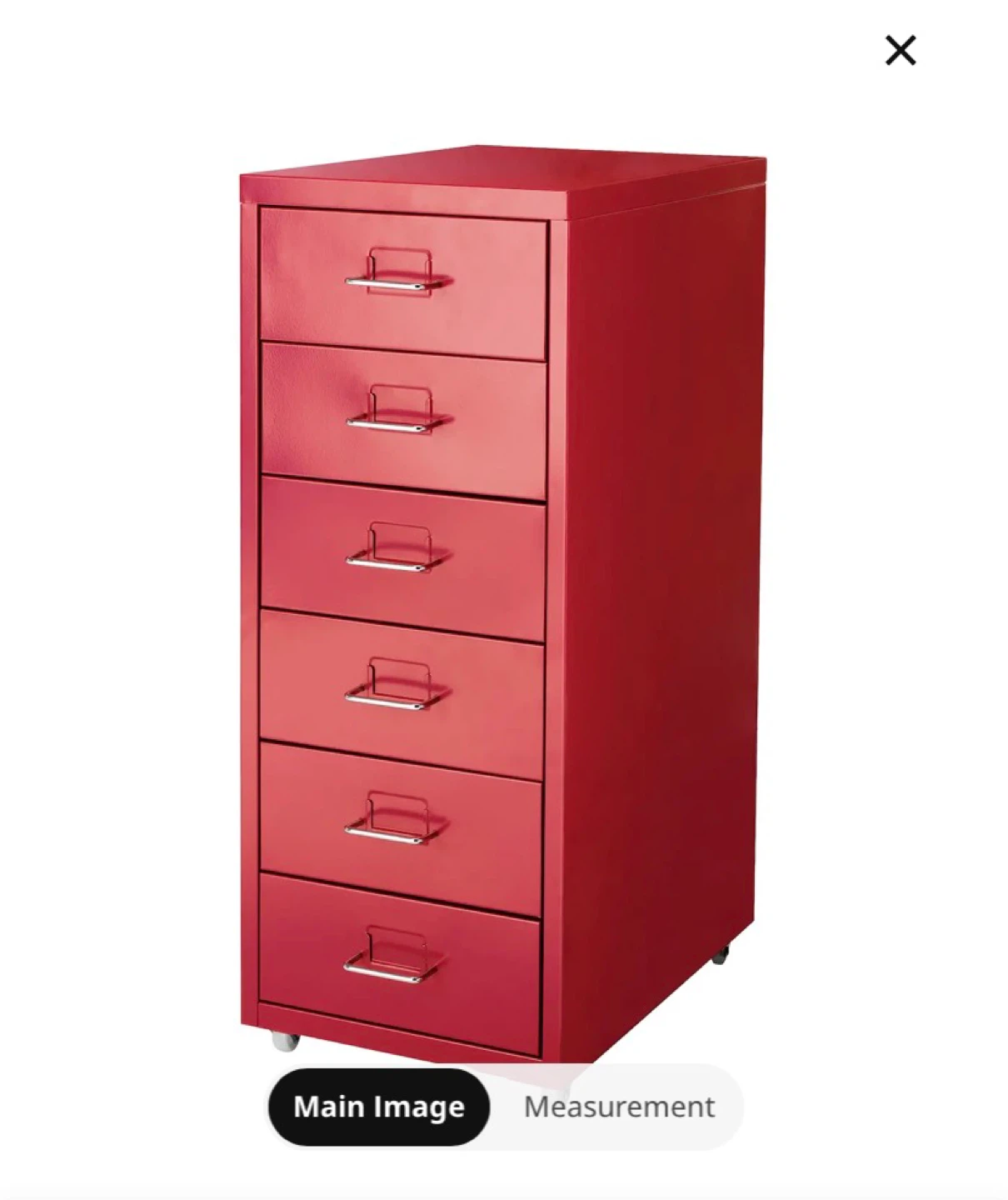 Red Vintage 6-Drawer Metal Cabinet
