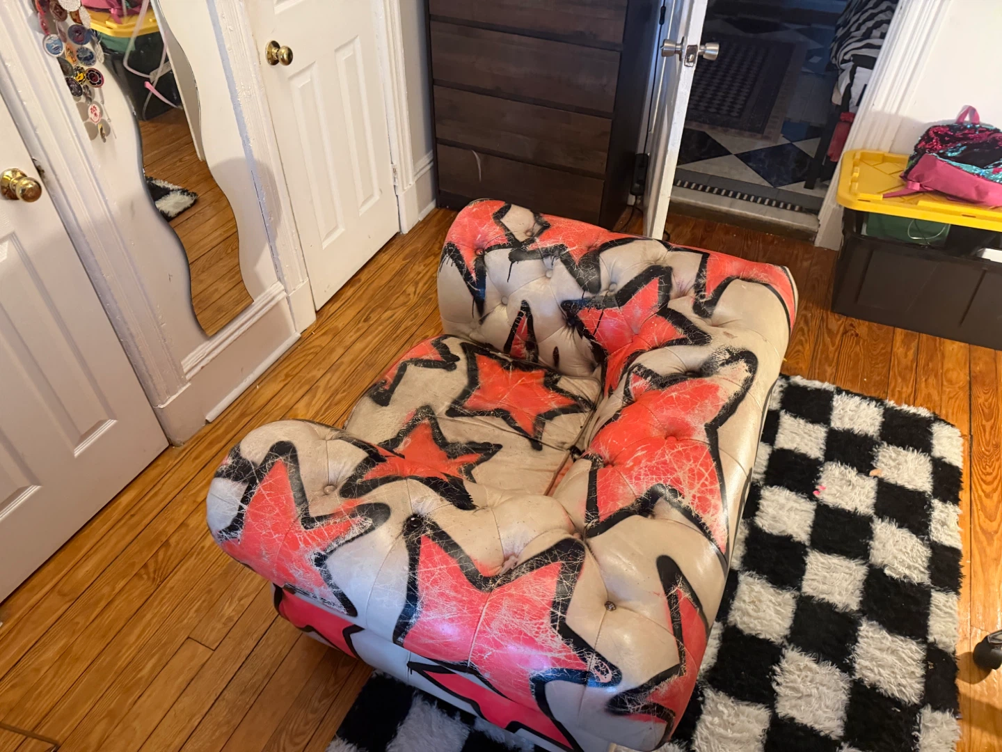 Custom Leather Graffiti Armchair