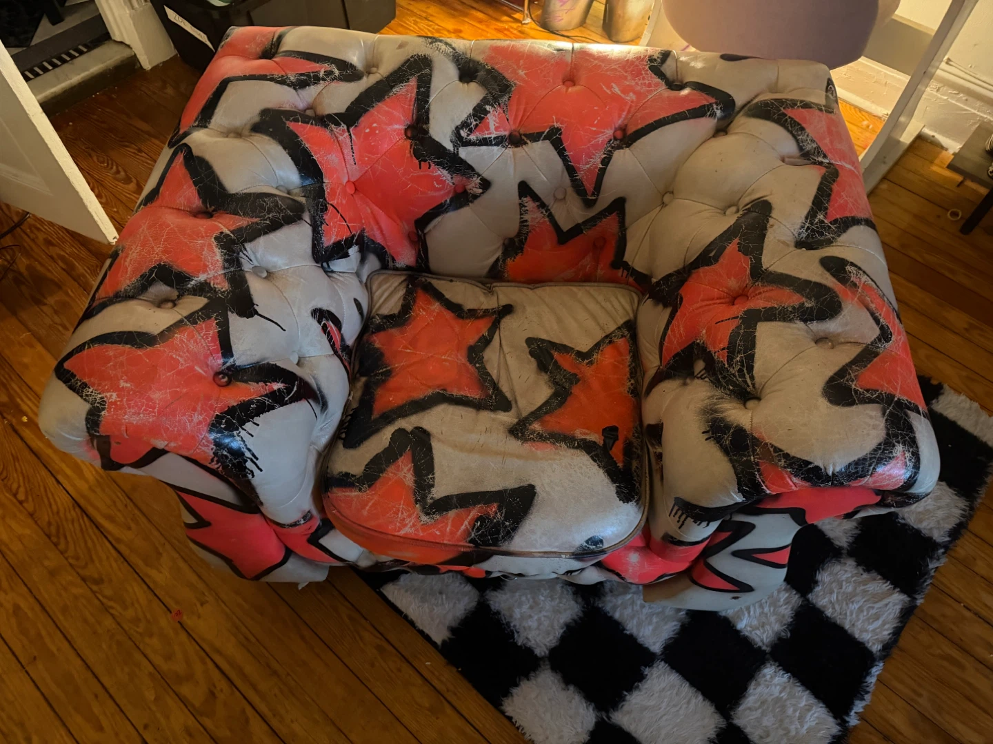 Custom Leather Graffiti Armchair - photo 5