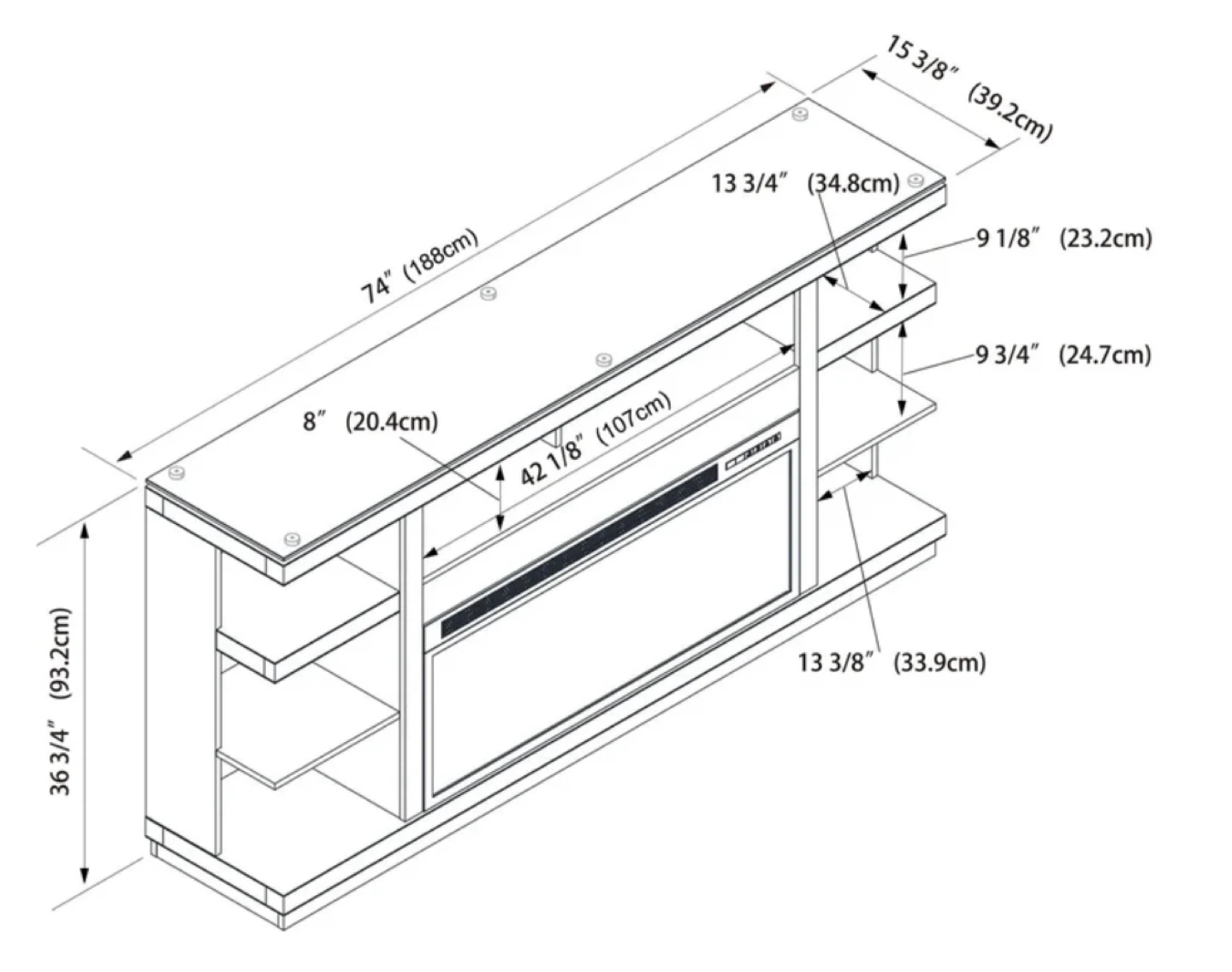 Electric Fireplace Entertainment Stand - Light Oak Finish - photo 3