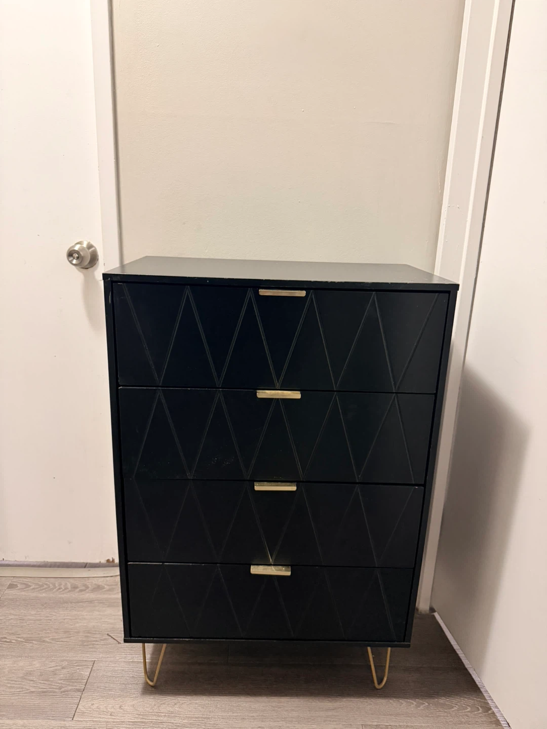 Black 4 Drawer Dresser with Gold Accents - photo 3