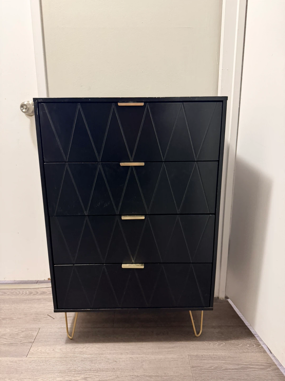 Black 4 Drawer Dresser with Gold Accents - photo 2