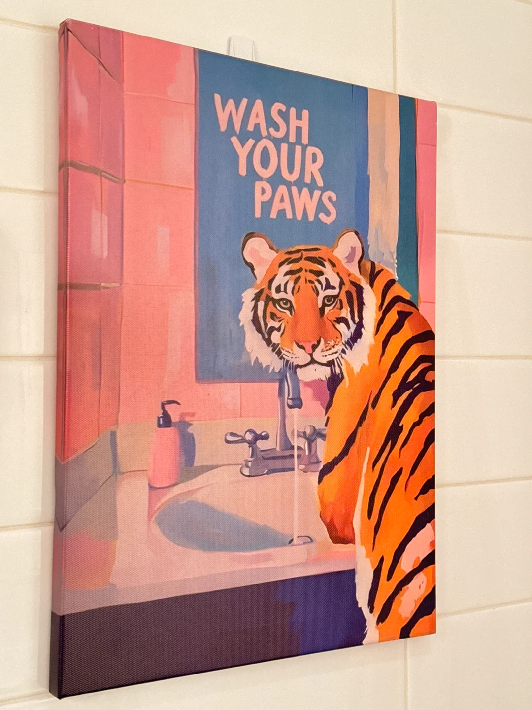 Wash Your Paws Tiger Canvas Wall Art