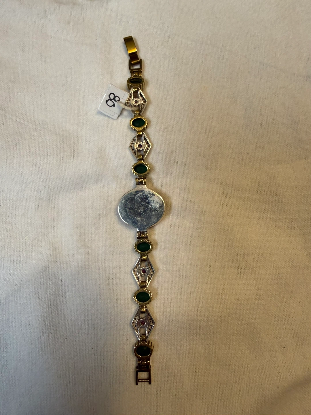 925 stamped with copper 6” Bracelet with Green and Red Stones - photo 2