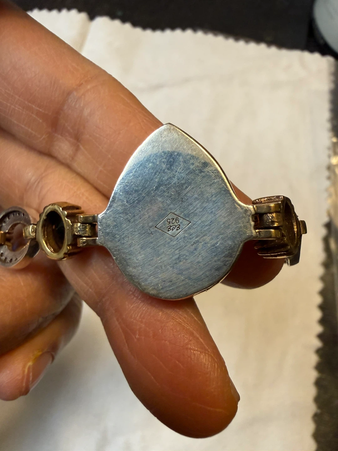 925 stamped and copper 6 3/8” Bracelet with Blue Stones - photo 4