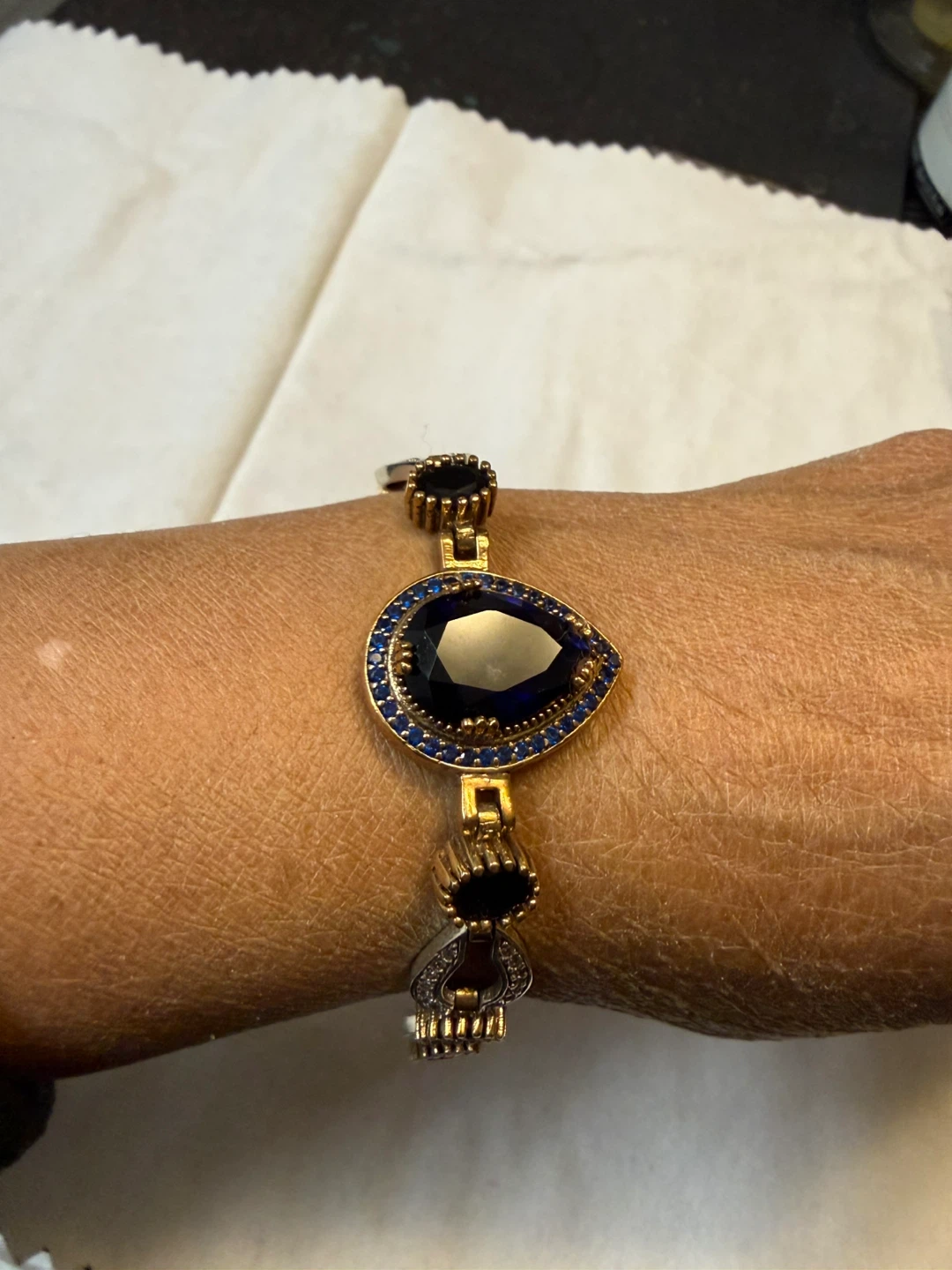 925 stamped and copper 6 3/8” Bracelet with Blue Stones - photo 5