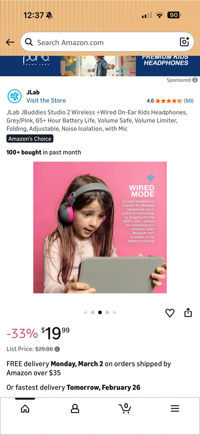 JLab JBuds Studio 2 Kids Headphones Grey/Pink - photo 5