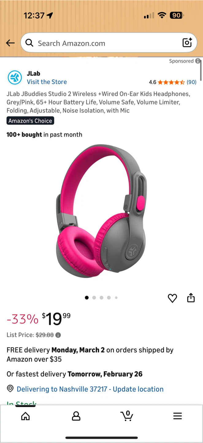 JLab JBuds Studio 2 Kids Headphones Grey/Pink - photo 4