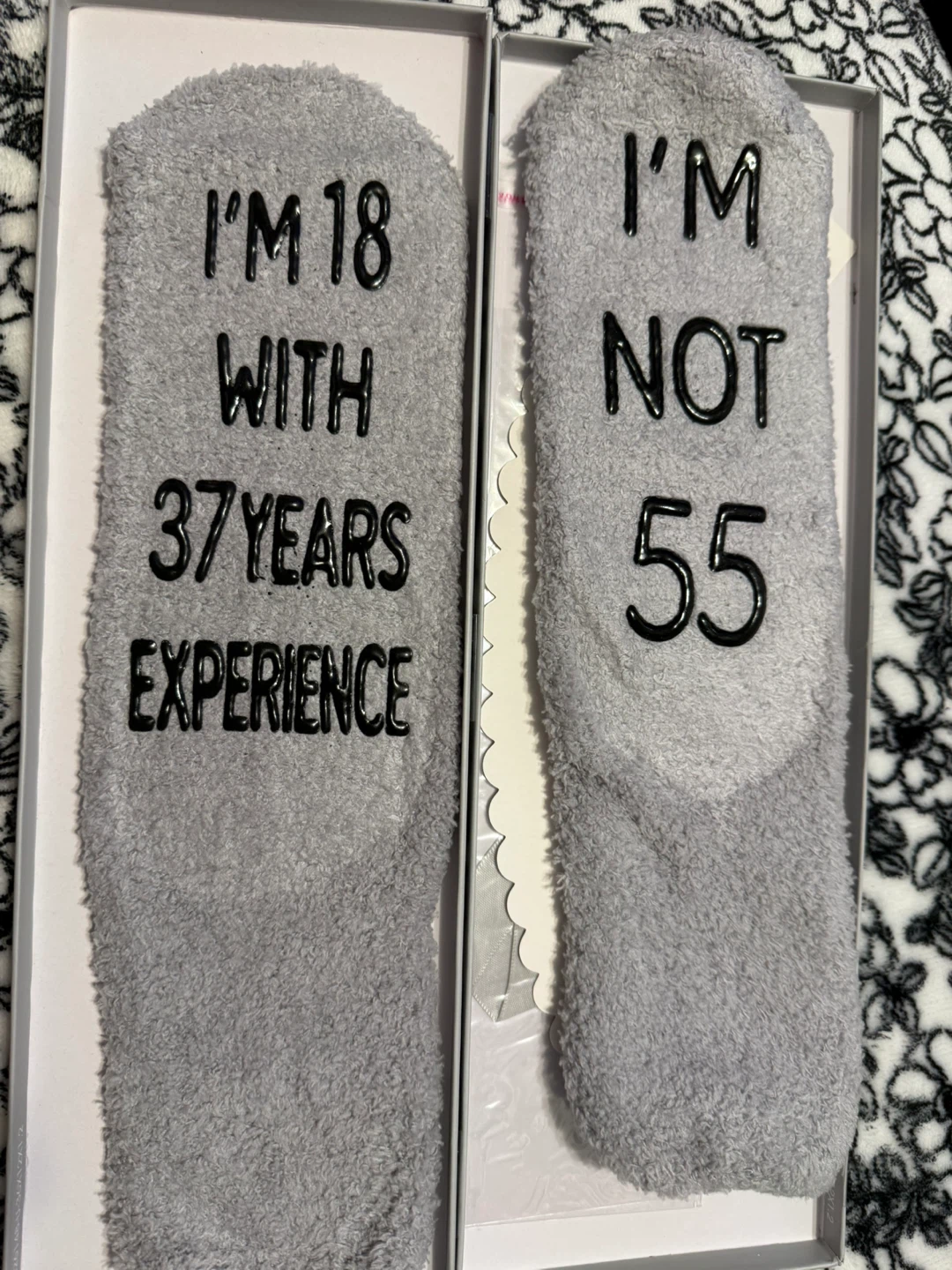 HAPPYPOP 55th Birthday Grey Fuzzy Socks