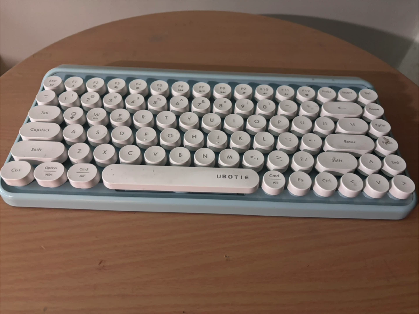 UBOTIE Retro Round Keycap Wireless Keyboard - Light Blue