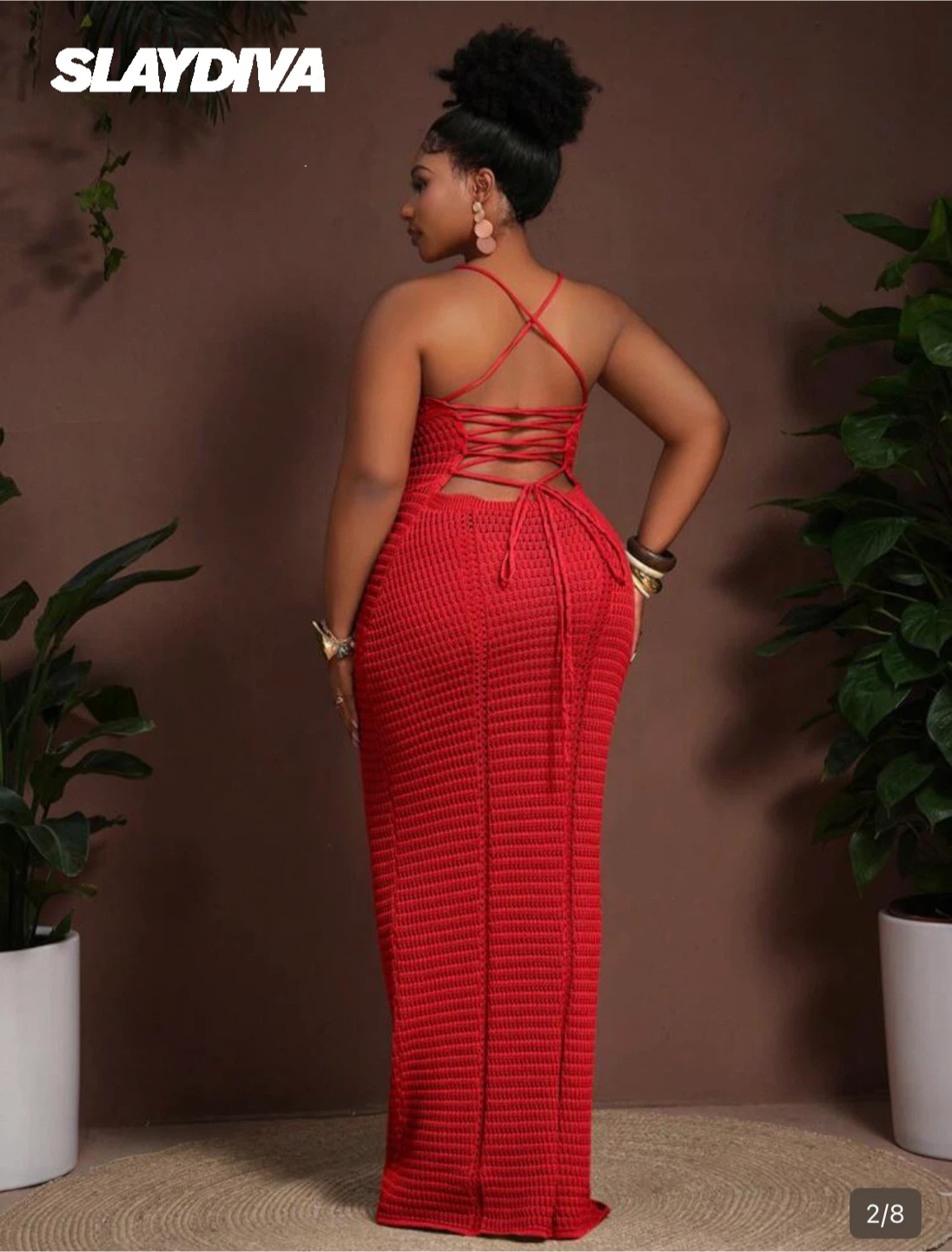 SlayDiva Red Crochet Maxi Dress - photo 3