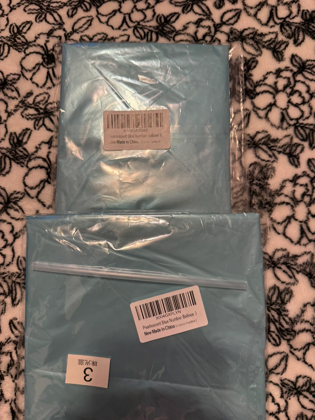 Pearlescent Blue Number Balloons 3 & 8