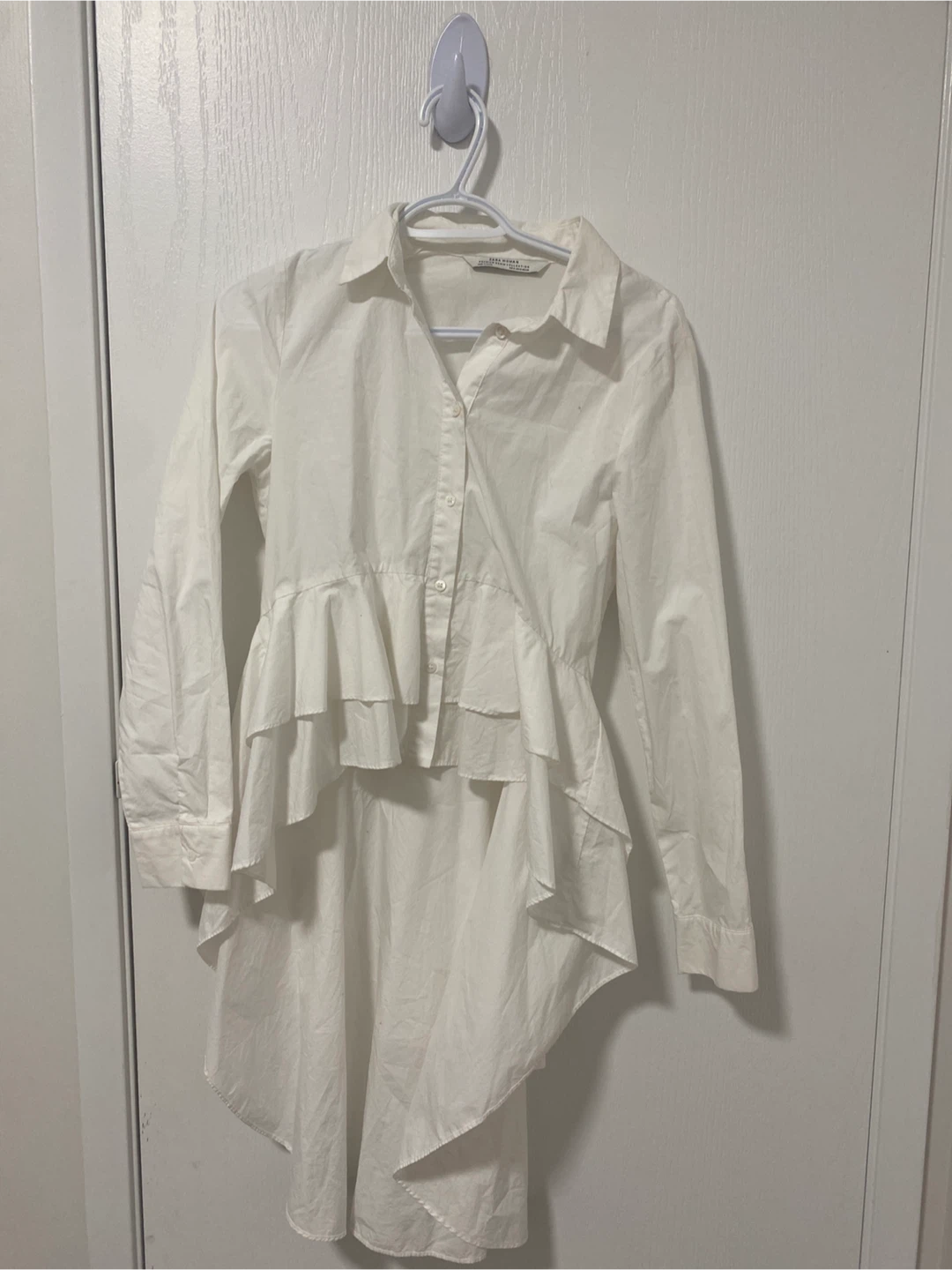 Zara Woman White Peplum Hi-Low Shirt - photo 2