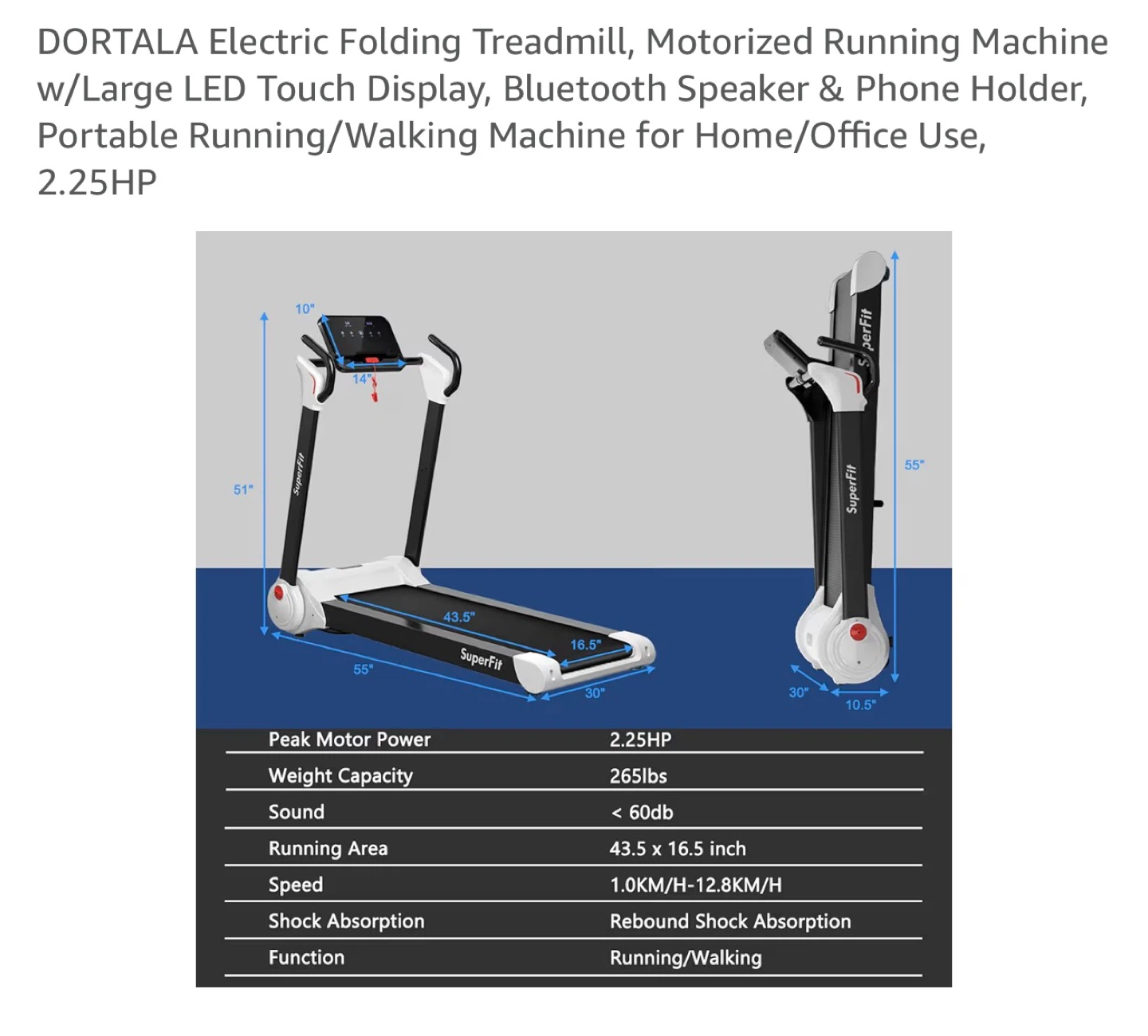 SuperFit Electric Folding Treadmill - red - photo 2