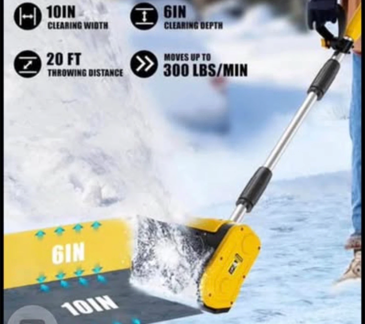 Yellow Electric Snow Shoveler - 10" Clearing Width - photo 2