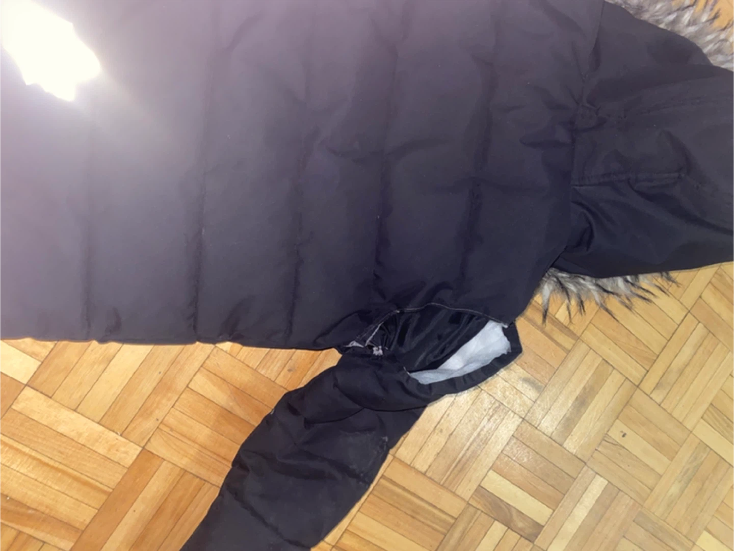 Black Winter Parka with Faux Fur Hood - photo 3
