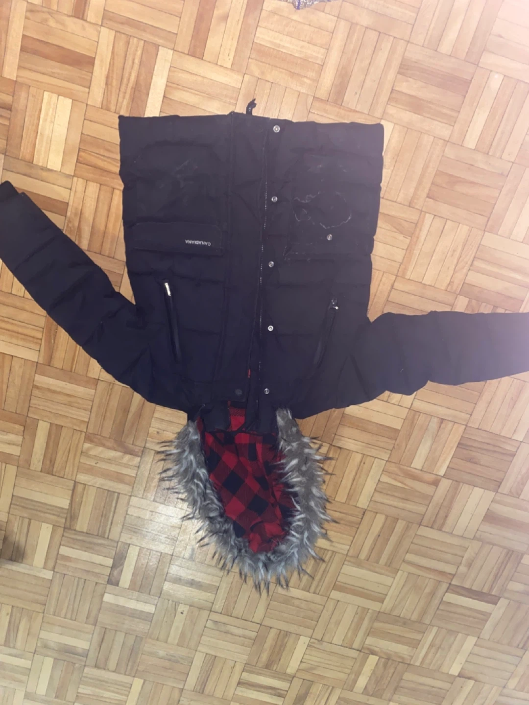 Black Winter Parka with Faux Fur Hood - photo 2