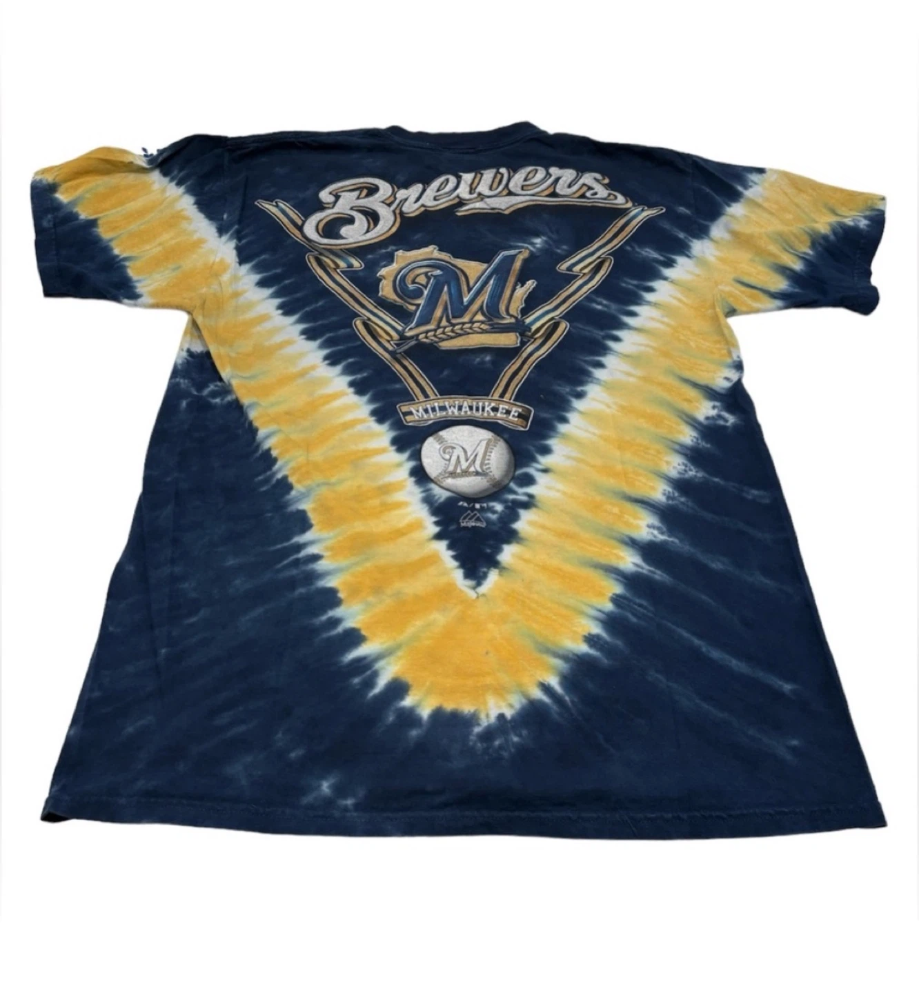 Rare Majestic Milwaukee Brewers Tie-Dye T-Shirt Size L - photo 2