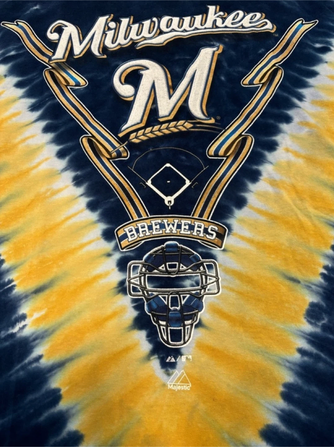 Rare Majestic Milwaukee Brewers Tie-Dye T-Shirt Size L - photo 5