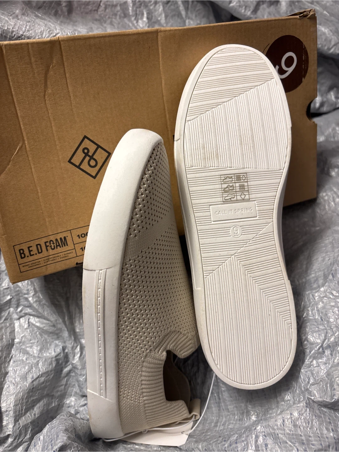 Call It Spring Beige Knit Slip-On Shoes - Size 9 - photo 2