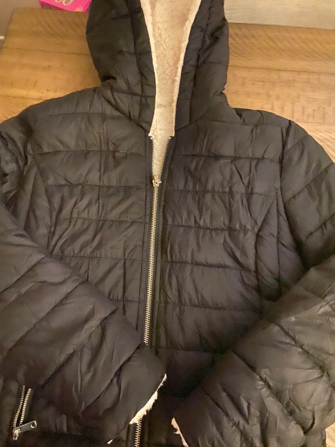 Black Puffer Jacket with Sherpa Lining - photo 2