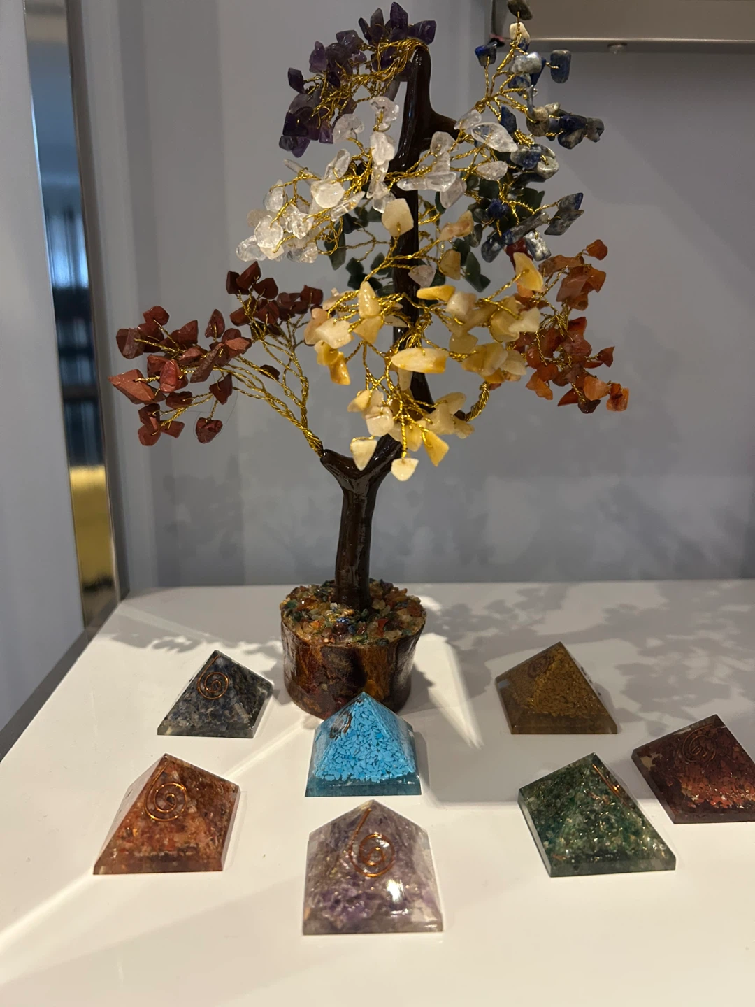 Crystal Tree with 8 Orgonite Pyramids