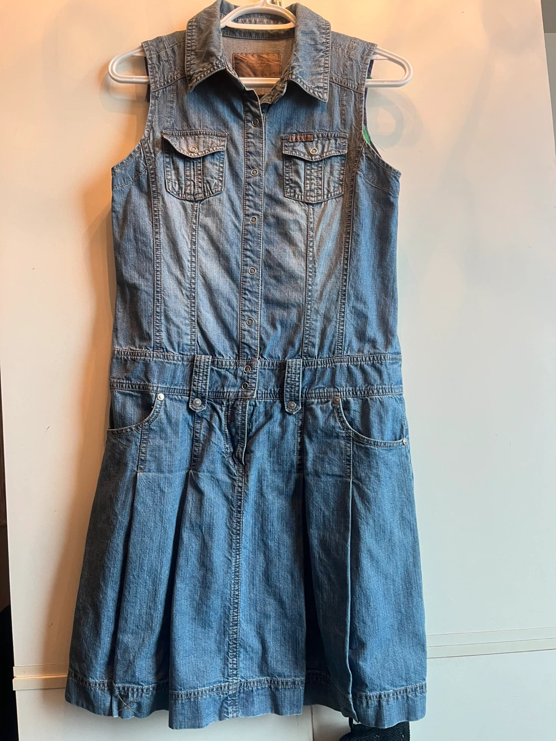 Blue Denim Sleeveless Dress