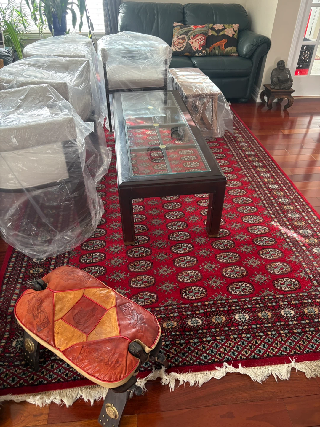 Dark Wood Coffee Table with Glass Top