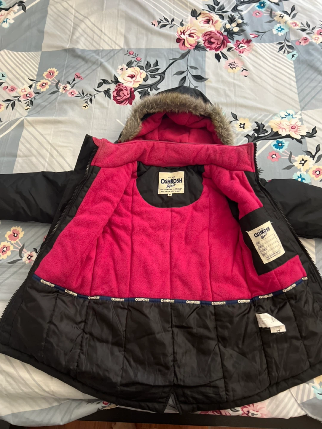 OshKosh B'gosh Black Winter Parka Jacket with Fur Hood