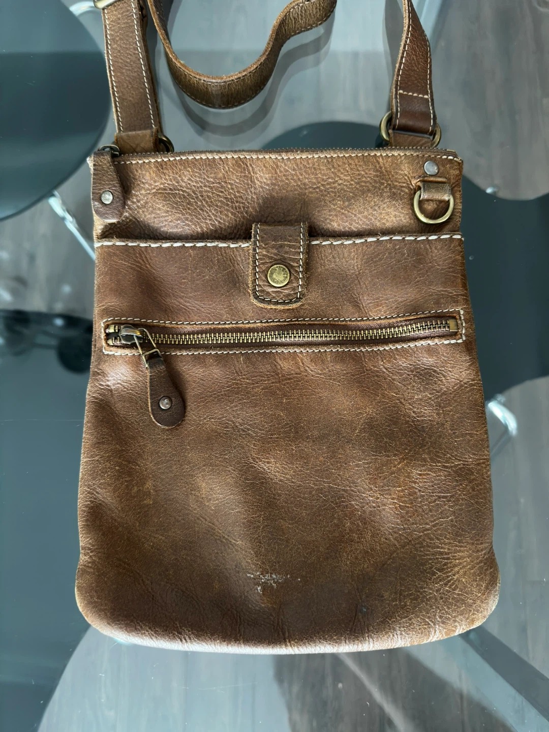 Vintage Roots Brown Leather Crossbody Bag - photo 3