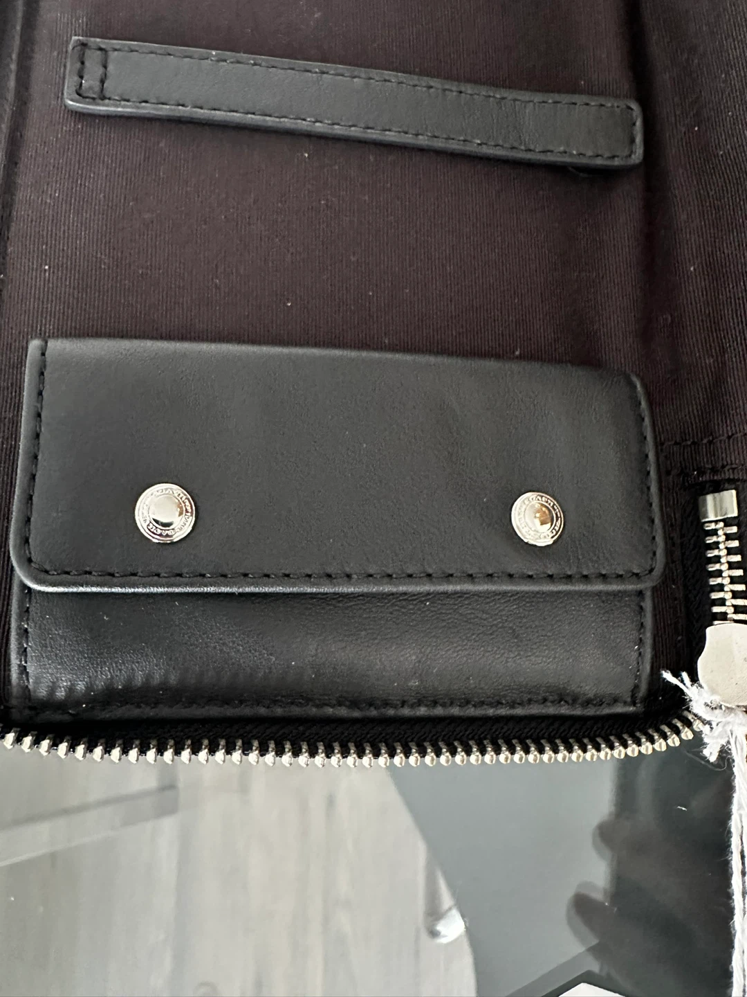 COACH Black Leather Tie Zippered Organizer Pouch
